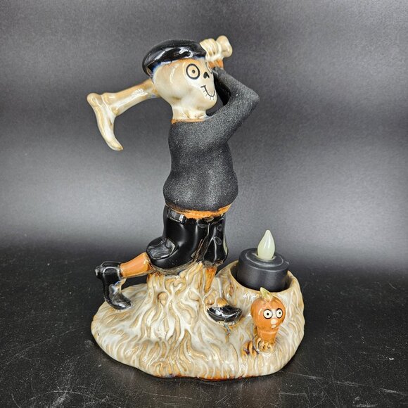 Yankee Candle Boney Bunch Golfer Tea Light Holder Halloween Skeleton Decor 2010 - Picture 1 of 16